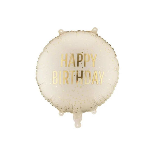 Picture of FOIL BALLOON ROUND CREAM HAPPY BIRTHDAY 18 INCH